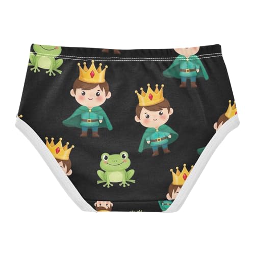 Cartoon Prince Golden Crown Toddler Girls Panties, Cotton Girls Underwear, 2T–8 Years2