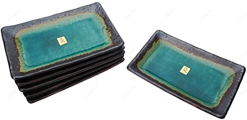 M.V. Trading Sushi plato, juego de 6, 8,75 x 5 pulgadas Kosui Green Cover