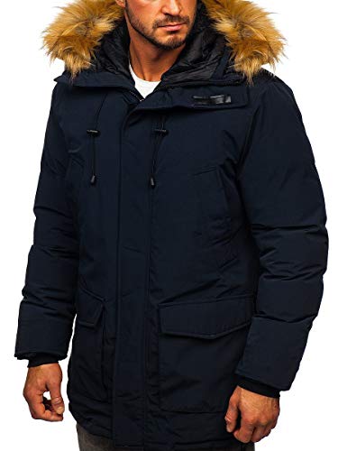 Preisvergleich Produktbild BOLF Herren Parka Winterjacke Kapuzenjacke Wintermantel Warm Gefüttert mit Kapuze Fellbesatz Winter Herbst Outdoor Freizeit Casual Style J.Boyz 1173 Dunkelblau L [4D4]