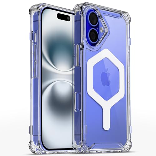 Image of Pikkme Back Cover for iPhone 16 Mag-Safe PC + TPU Transparent Hybrid Shock Absorption Bumper Case (Transparent Mag-Safe)