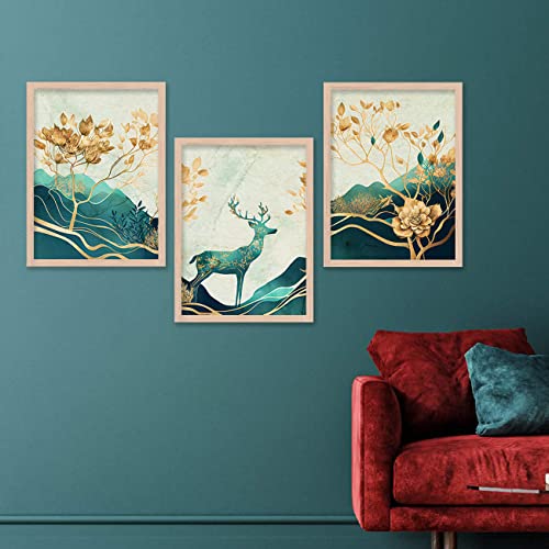 Image of kotart Paintings Modern Art Wall Decor Framed Wall Painting for Living Room, Bedroom - Framed Wall Decor Paintings with Frame - Painting for Wall Decoration Set of 3-D (Art 6, 10x13 inch)