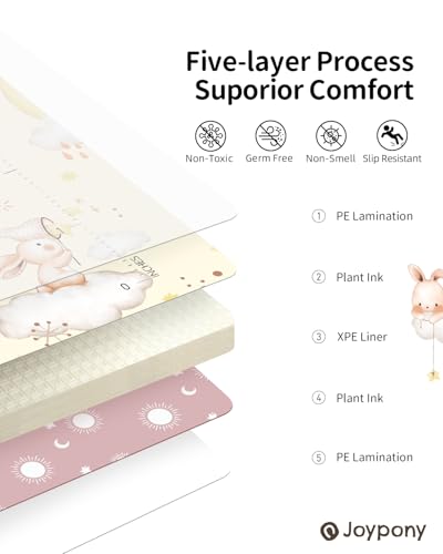 Baby Play Mat, 59x71 Inch Foldable Play Mats for Babies and Toddlers, Waterproof & Anti-Slip Portable Baby Floor Mat for Tummy Time, Baby Mat for Floor with Travel Bag