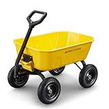 Gorilla Carts Heavy-Duty Steel Dump Cart, 8 Cu Ft Tub, 1200 lb Haul Capacity, Yellow β Towable Utility Wagon with Quick-Release Dumping & Pneumatic Tires for Yard, Landscaping and Gardening