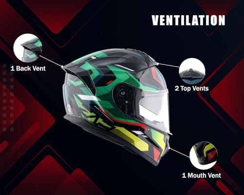 Image of Vega Zap Volt D /V Full Face Motorcycle Helmet with Dual Visor, Shock Absorbing Liner, Comfortable Interior, Lightweight Shell, Aerodynamic Design, and Trendy Black Red Finish Black Red-XL
