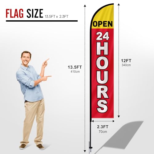 Image of MASTERCANOPY 12FT Tall 24HOURS Feather Flag Pole Kit Red