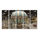 islandburner Wandbild auf Leinwand Prächtiger Heißluftballon im Veranstaltungsraum - 5-teilig XXL