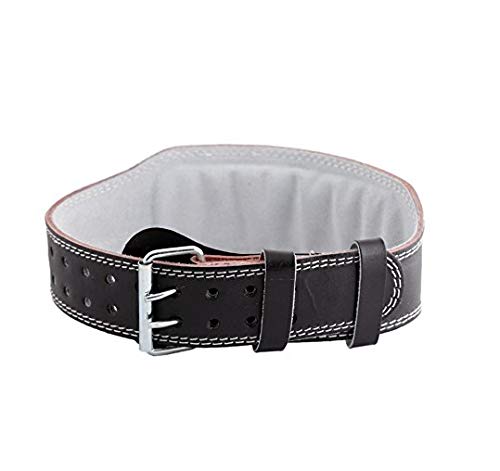 Korbax Leather Gym BeltMen and Women | Body Fitness Gym Back Support Weightlifting Belt | Unisex | Adjustable Buckle | Power Training (Black)