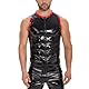 Herren Sexy Tanktop aus Leder, Glänzendes PU-Leder, Wetlook Crew Ausschnitt Freizeit T-Shirt，Ärmellose Lederweste mit Reißverschluss für Nachtclub Party