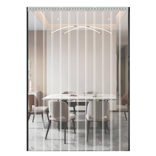 QHLTY Cortina De Tiras PVC Transparente, Panel Plástico Vinílico, Lamas Persianas Verticales para Garajes, Tiendas, Graneros, Patios, Almacenes, Congeladores(135x240cm)
