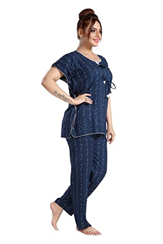 Image of Fabme Women's Cotton Printed Kaftan and Pyjama Set