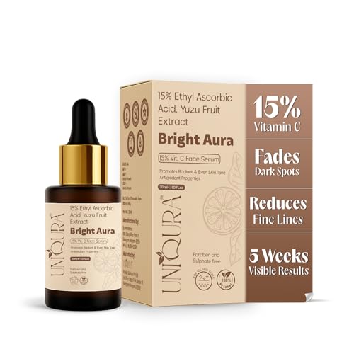 Uniqura 15% Vitamin C Serum for Glowing Skin 30 ml | Targets Dark Spots, Pigmentation, Acne Marks & Uneven Tone | With 2.5% Ferulic Acid, Vitamin E, 2% Niacinamide & 0.5% Salicylic | For Oily, Dry, Combination & Sensitive Skin for Men & Women