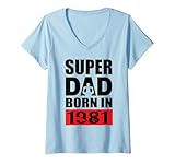 Photo Gallery donna super dad born in 1981 dad birthday 1981 compleanno 1981 maglietta con collo a v Photo Gallery donna super dad born in 1981 dad birthday 1981 compleanno 1981 maglietta con collo a v