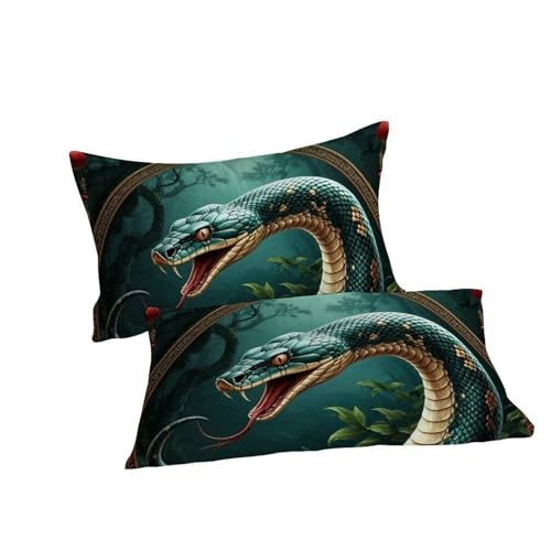 Housse de couette Super King Python bleu microfibre imprimé 3D avec 2 taies - 7