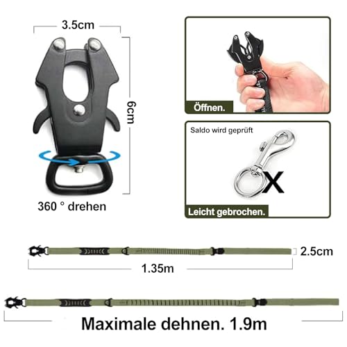 Strapazierfähige Taktische Hundeleine - 1.35-1.9M Hundeleine Verstellbar mit Müllsack, Stark Reflektierend Schnellverschluss Karabiner Sicherheitsleine Dog Leash Hundeleine für mittelgroße Große Hunde