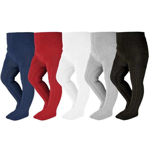 Image of EPEIUS Baby Girl Tights Thick Cable Knit Leggings Stockings Cotton Pantyhose for Newborn Infant Toddler 3/4/5/6 Pack