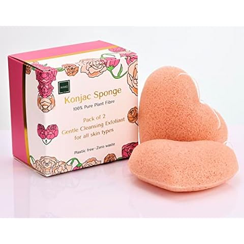 Gift for her Bath Body & Face Natural Konjac Sponge | Eco Friendly Konjac Sponge x 2 | Gentle Cleansing and Exfoliation | Sensitive Skin, Mum and Baby, Biodegradable | Beauty Sponge | Eco Beauty Gift Cover