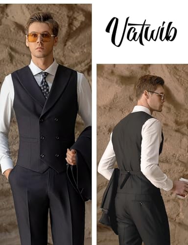 Men's Suit Slim Fit 3 Piece Suits for Wedding Prom Casual Jacket Vest Pants Lightweight Tuxedo Set4