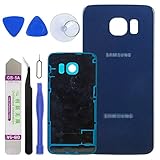 LUVSS New Back Glass Replacement for [Samsung Galaxy S6 Edge] G925 (All Carriers) Rear Cover Glass Panel Case Door Housing with Opening Tools Kit (Blue)