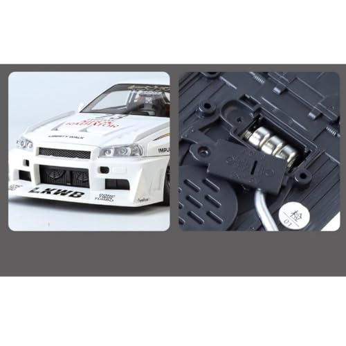 Image of PLUSPOINT Diecast Metal Skyline LB-ER34 Super Silhouette RHD Liberty Walk Dition Sports Car 1:24 Scale Simulation Model Alloy Toy car with Openable Doors & Light, Music Toy Vehicle for Kids, Adults