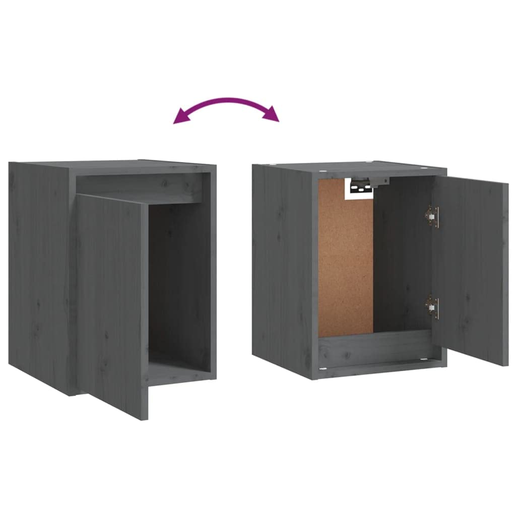 Massivholz Kiefer Wandschränke 2 STK. Grau 30x30x40 cm, Hängeschrank als TV-Schrank nutzbar, dekorativer Schwebeschrank für Bücher und Ornamente, pflegeleicht mit feuchtem Tuch