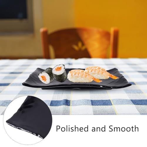 Bandeja japonesa para sushi mediana negra de melamina miniatura 6