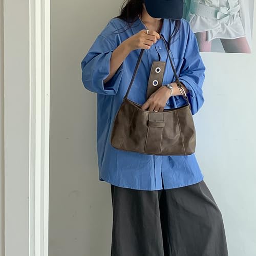 Sac à main rétro polyuréthane imperméable de bureau marron - 5