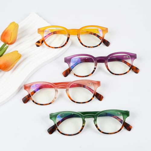 Image of Eyekepper 4 Pack Ladies Computer Glasses - Blue Light Filter Readers for Women Anti Glare Reading Glasses +0.50