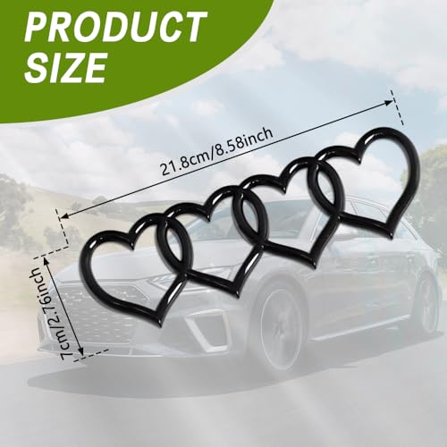 Image of Love Heart Logo Rear Trunk Emblem Badge, 3D Car Exterior Decoration Sticker, Replacement Decal Compatible with Most Cars, Trucks, SUVs