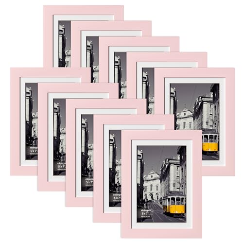 eletecpro 5x7 Picture Frames Acrylic Cover Pink Set of 10