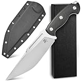 Sitivien ST40 Fixed Blade Knife VG10 Steel Blade Micarta Handle Full Tang Knife with Sheath for Outdoor Camping Hiking Working Survival (Black)