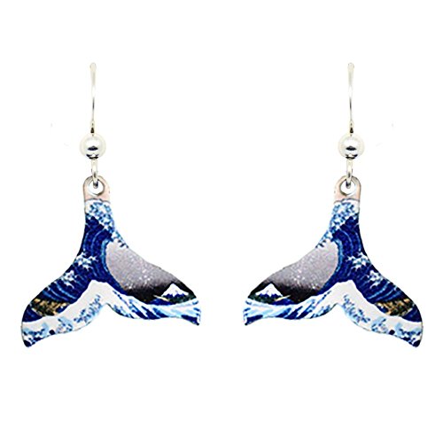 Great Wave Whale Tail Earrings #1566 by d ears