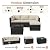 Aoxun Outdoor Patio Furniture Set, 5-Pieces All-Weather Rattan Sectional Sofa Conversation Set with Glass Coffee Table for Backyard Porch Poolside, Beige