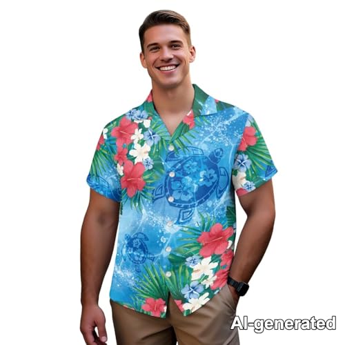 Image of Hawaii Matching Couple Outfits Husband and Wife Clothing Fashionable Mens Casual Shirts Hawaii Dress with Soft Fabric