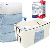Cube Vacuum Storage Bags, Space Saver Bags, Decorative Totes with Cubic Vacuum Compression Seal Bags for Clothing & Bedding. Jumbo Organizer for Storing Clothes, Comforters, Blankets, Pillows & More!
