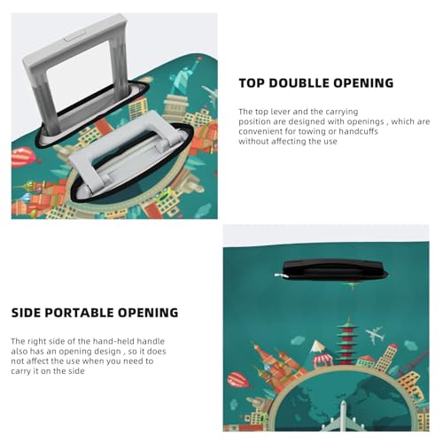 VOSERY Travel Luggage Cover - Around The Planet Washable Suitcase Covers Protector Fits 18-32 Inch Luggage3