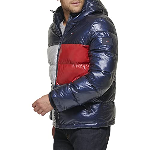 Tommy Hilfiger Herren Hooded Puffer Jacket (Standard and Big & Tall) Daunenalternativer Mantel, Tommy-Flagge, Perlglanz, Marineblau, XXL – Ansicht 5