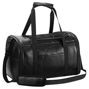 Fashion Leather Dog Carrier Cat Carrier Airline Approved Pet Carrier for Small Medium Dogs Cats Under 15Lbs, Collapsible Soft Sided Travel Puppy Carrier