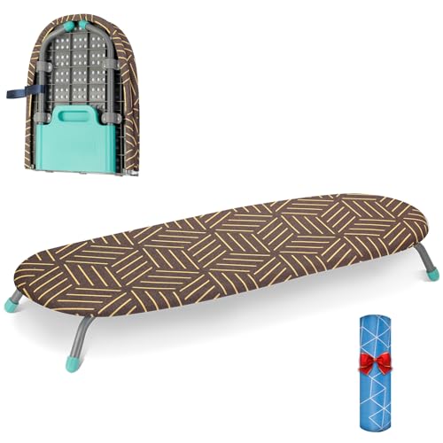 AiQInu Table à Repasser Petite avec Support Antidérapant pour Fer à Repasser, avec 2 Housses Résistantes à la Chaleur, Table à Repasser Portable pour Les Voyages et L'usage Domestique