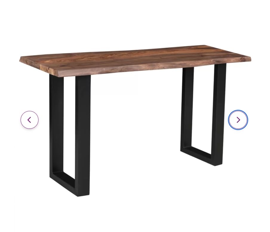Image of Homey Essense Contemporary Metal & Solid Sheesham Wood Live Edge for Entryway, Live Edge Console Table for Hallway, Console Table for Living Room | Brown