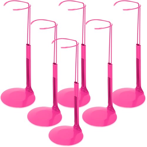 Image of Yaocom 6 Pcs Adjustable Doll Stands for 12 Inch to 18 Inch Dolls Display Stand with Expandable Waist Wire Action Figure Display(Rose Red)