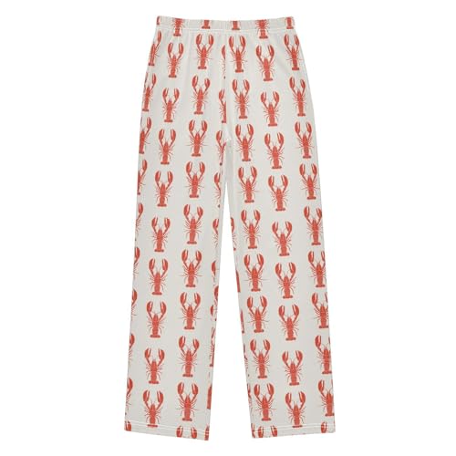Cute Red Lobster Pajama Lounge Pants with Pockets Sleepwear Soft Elastic Waist PJ Bottoms 6-14 Years