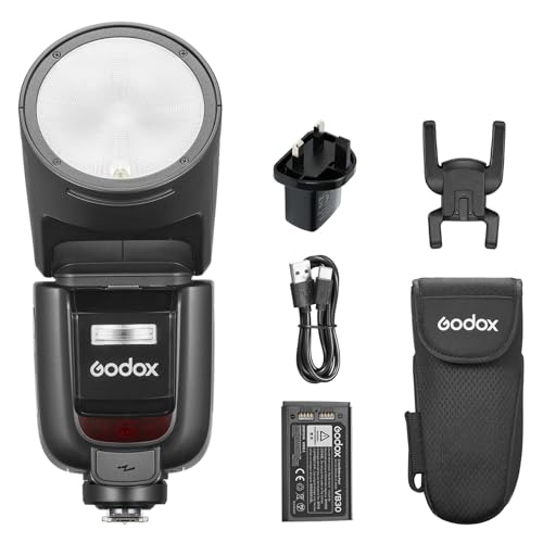 Godox V1Pro-S Round Head Camera Flash Speedlite for Sony, with Detachable Sub Flash SU-1, USB-C Charge Battery, 2.4G X Wireless HSS TTL Speedlight Flash for Sony a7IV a7III a7RIII a7RII a7c a6400