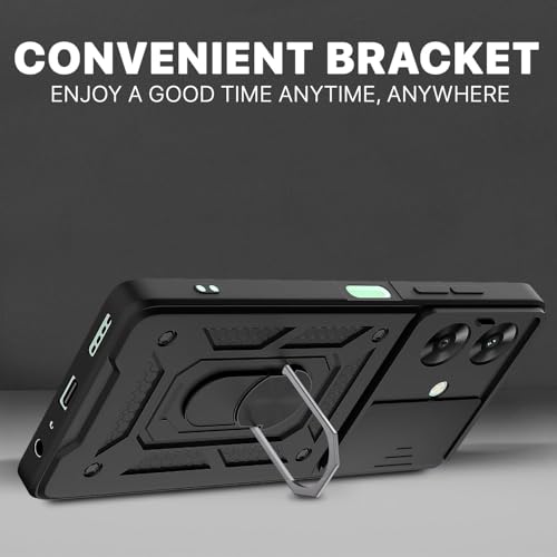 Image of Pikkme Back Cover for Realme Narzo N61 / Realme C61 4G | Sliding Camera Shield with Ring Stand | D10 Full Camera Protection Bumper Case (Black)