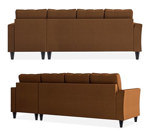 Image of Adorn India Maddox Tufted L Shape 6 Seater Sofa Set RHS (Brown) (3 Year Warranty)