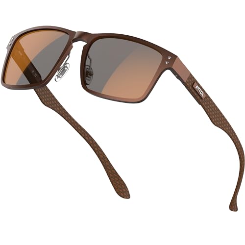 ATTCL Luxury Polarized Sunglasses Men Driving: Lightweight Rectangular Metal Frame