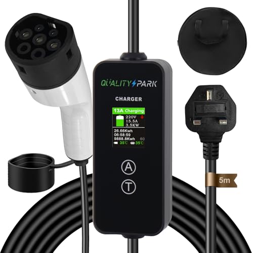 EV Charger Cable Type 2 to 3 Pin Plug 5M,[8/10/13A] Ev Charger 3.3kW, Adjustable Current Portable 3 pin ev Charger with Timing Delay,IP66 Waterproof,Type 2 Charging Cable for EV & PHEV