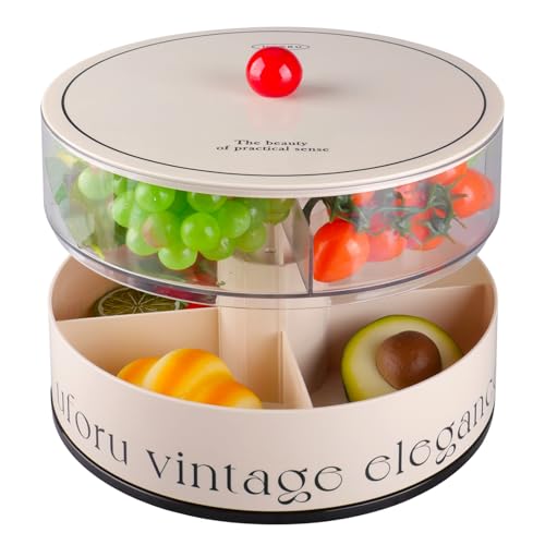 imposyu Assiette à Collation avec 8 Compartiments Snack Box Double Couche Boîte à Goûter avec Compartiments Ronds pour Noix, Collations, Biscuits, Fruits, Dia 24,5 cm