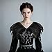 Bcxfbxd Gothic Feather Epaulet Shrug Shoulder with Strap Black Shawl Collar Costume Accessories for Halloween Cosplay Party