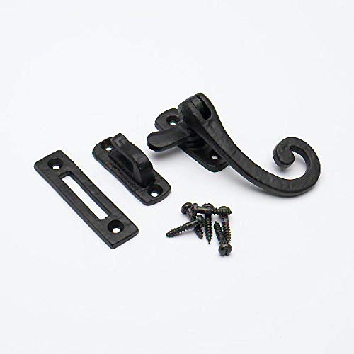 Fermeture à rabat pour fenêtre style antique noir lot de 3, ferronnerie volet et huisserie