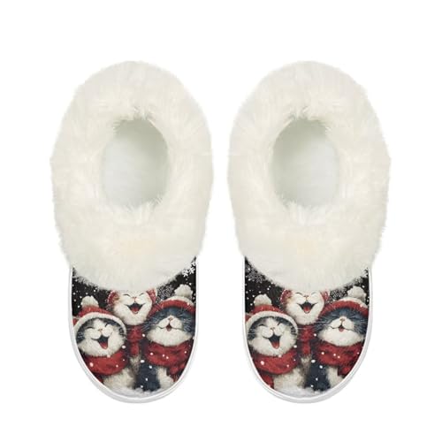 Christmas Polar Fleece Shoes Unisex-Adult Warm Fuzzy House Slippers for Winter